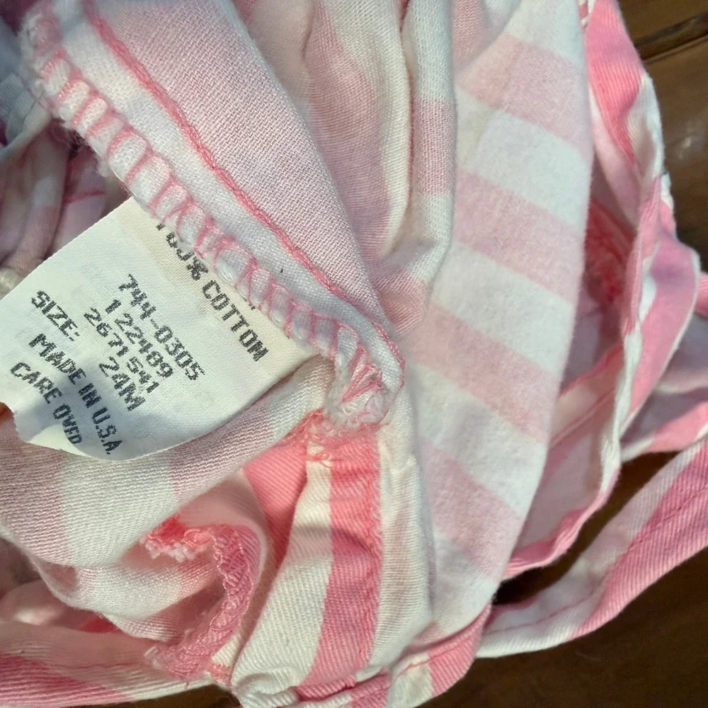 Vintage Oshkosh Overalls 12M Cotton USA Floral Short Shortalls Bubble Stripe D13